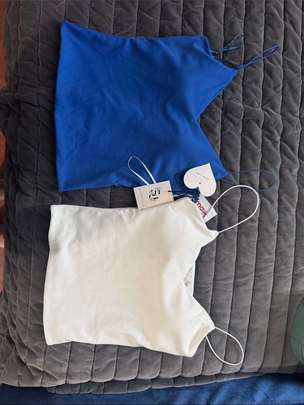 Women’s Spaghetti Strap Cami Top - Blue and White